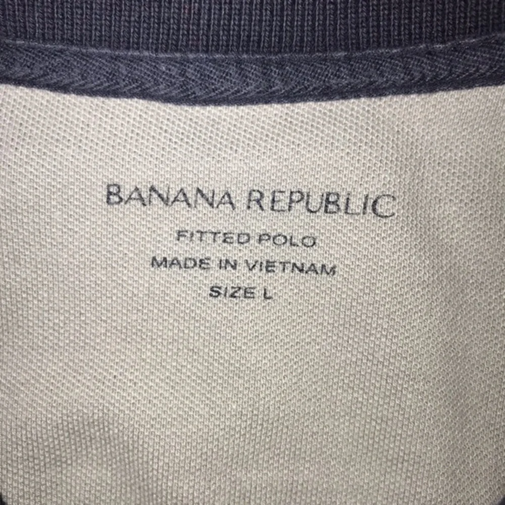 Banana Republic Fitted Polo Navy‎ Striped Large